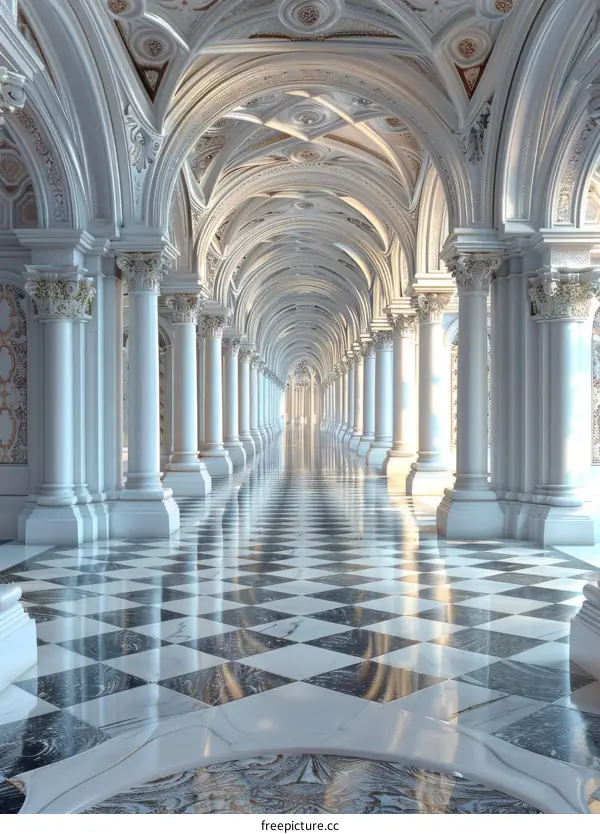 Elegant Architectural Hallway with High Ceiling
