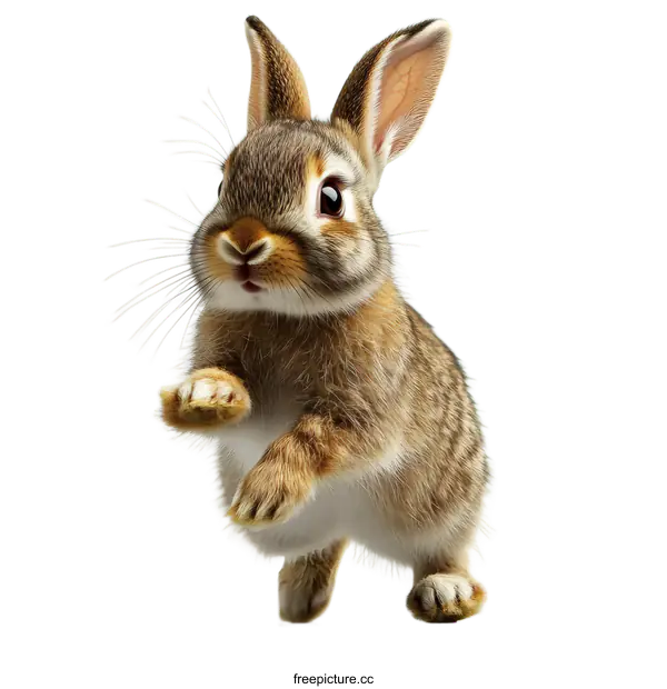 [Transparent Background PNG]Adorable Baby Rabbit in Mid-Air
