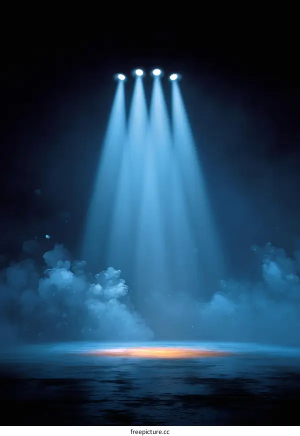 Spotlight Stage Illustration with Blue Light