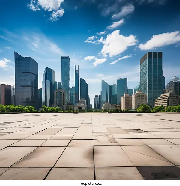Cityscape of a Modern City with Skyscrapers