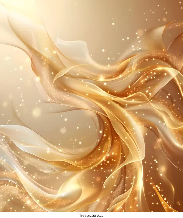 Golden silky waves with shiny golden dots