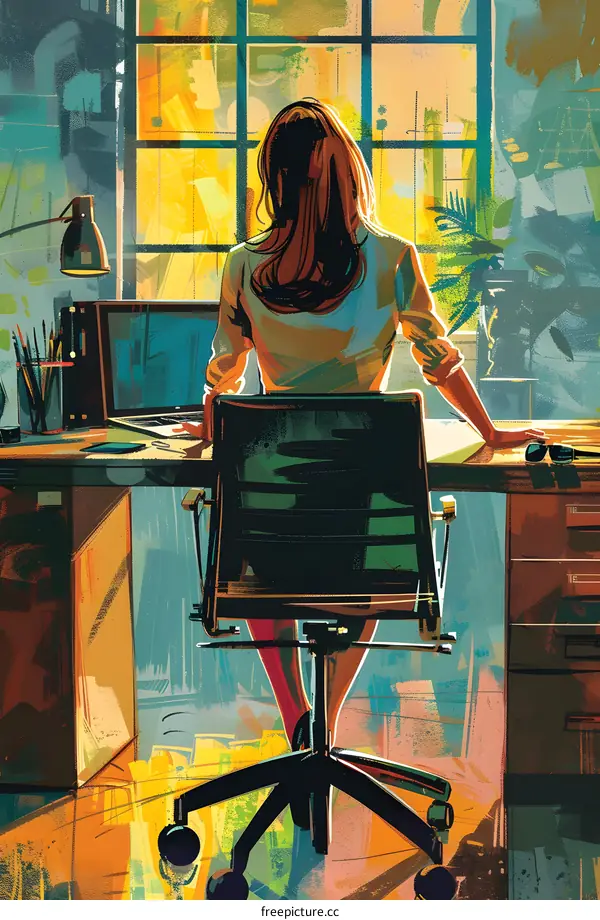 business woman looking out the window