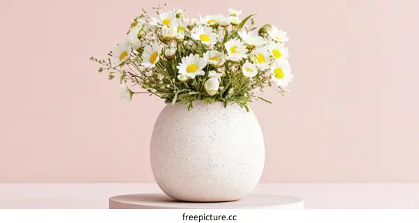 White Daisies in an Egg-Shaped Vase