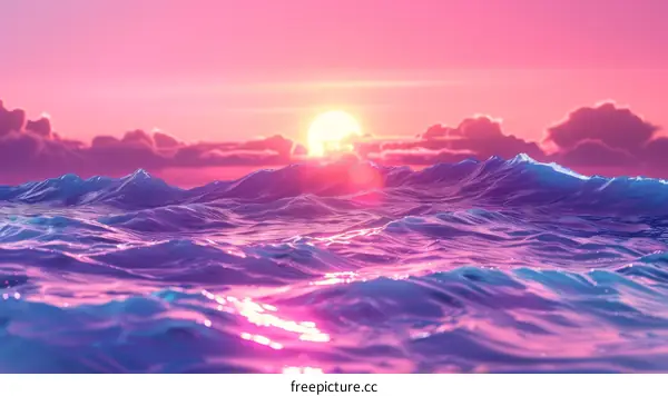 Purple Ocean Sunset: A Tropical Paradise