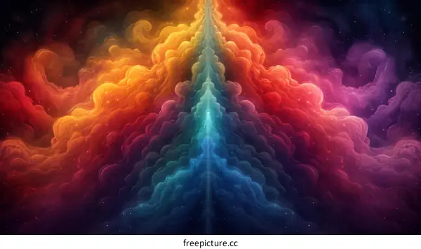 Colorful abstract fractal nebula with bright center