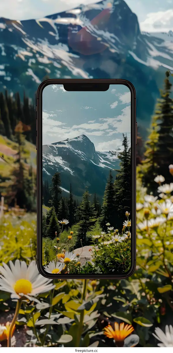 Mountain View On Phone Screen