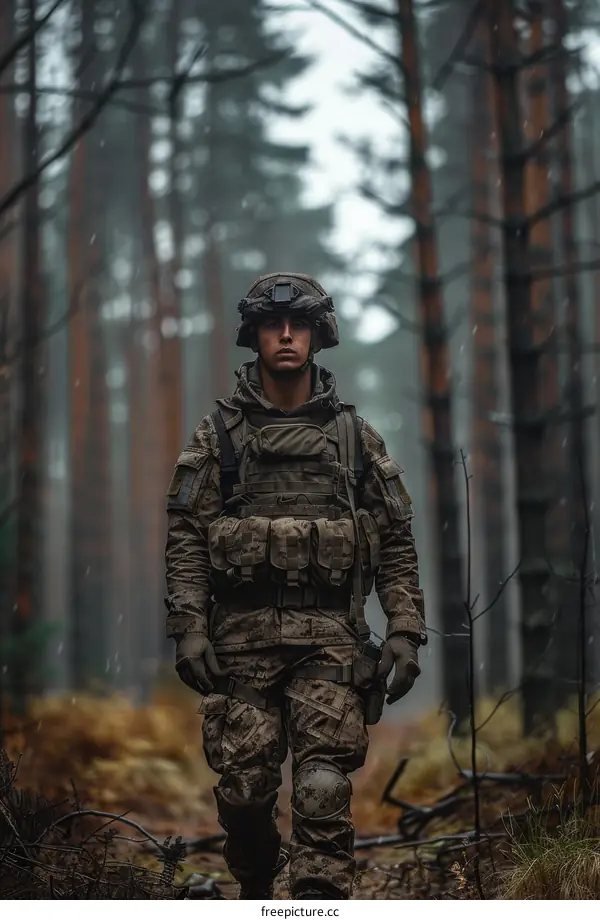 A soldier in the forest