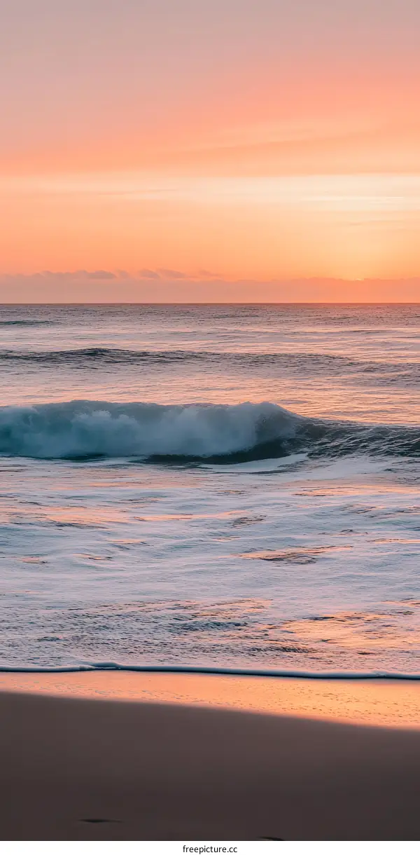 Golden Hour Waves On Beach