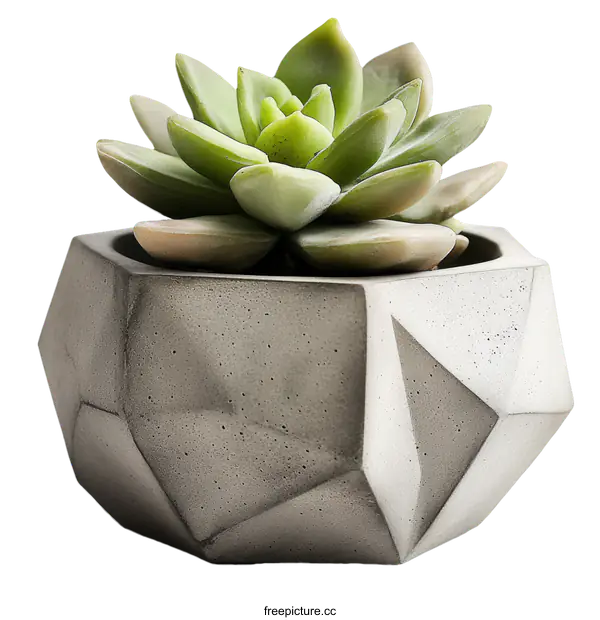 [Transparent Background PNG]Geometric Concrete Succulent Planter