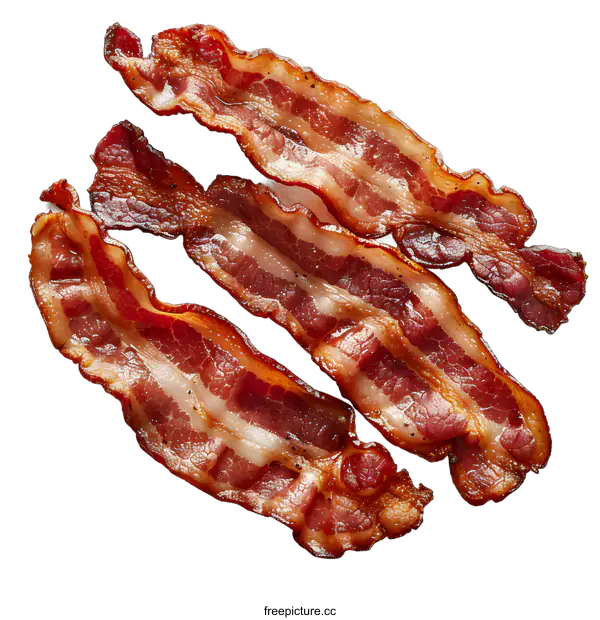 [Transparent Background PNG]Crispy Bacon Strips on White