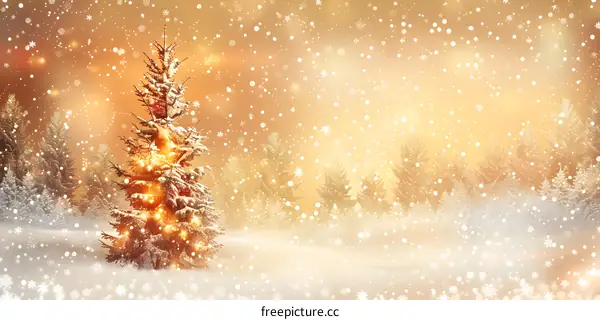 Christmas tree in the snow