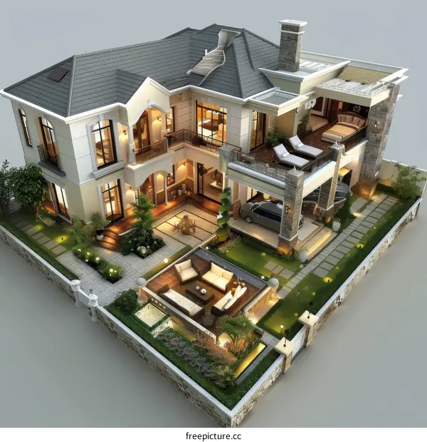 Luxury Villa Exterior Design Illustration