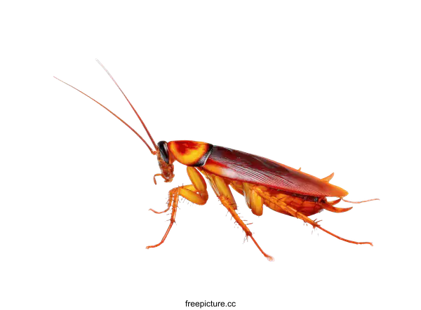 [Transparent Background PNG]Close-up of a Cockroach on a White Background