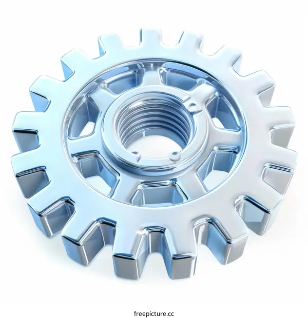 3D illustration of a single shiny metal gear