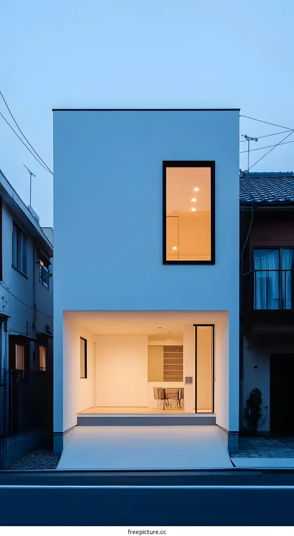 Modern Minimalist House with Large Window and Open Concept Design