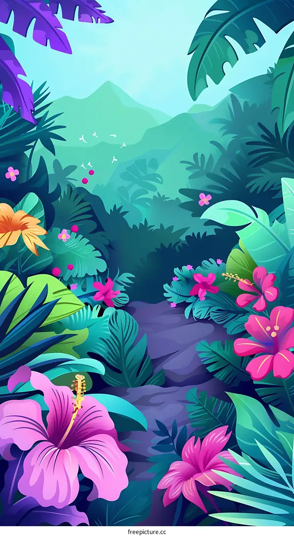 Tropical Rainforest Digital Illustration