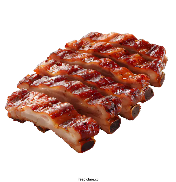 [Transparent Background PNG]A plate of delicious barbecued pork ribs