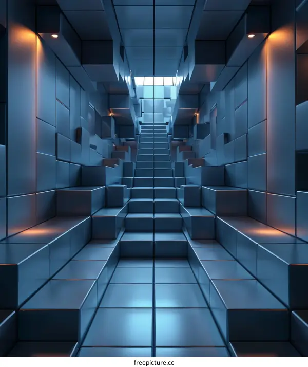 Blue Geometric Corridor