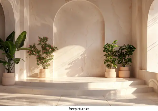 Beige Interior Design with Plants