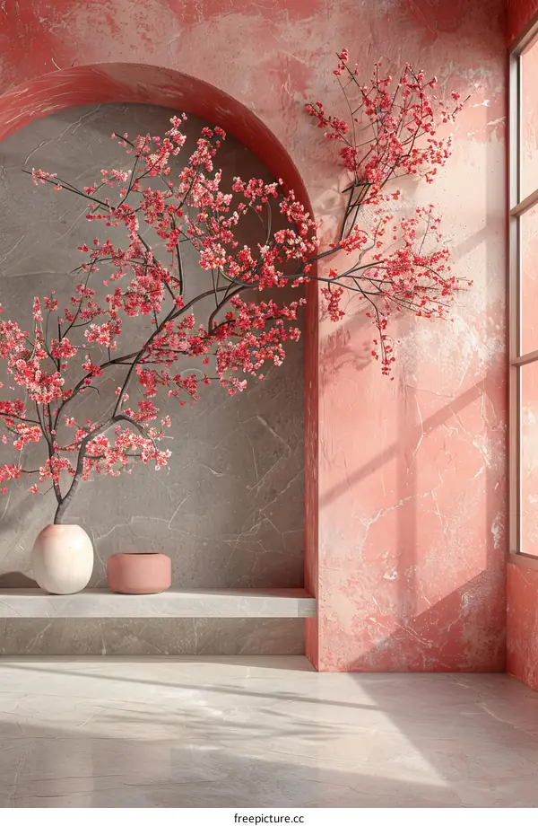 Elegant Interior Design with Cherry Blossom Decor