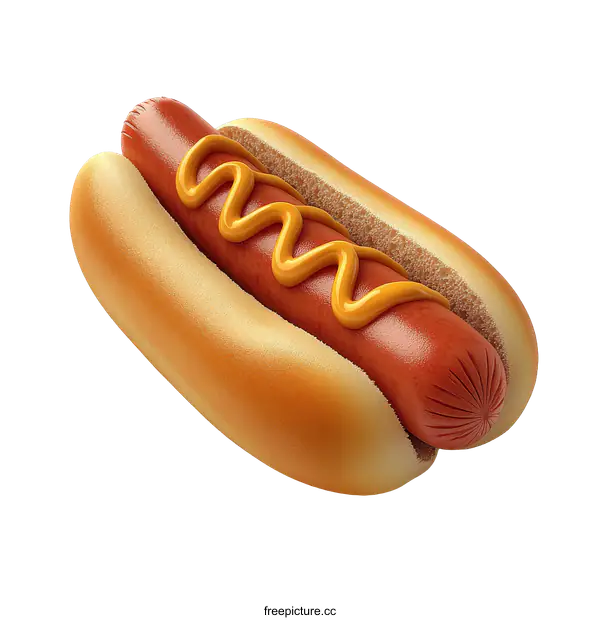 [Transparent Background PNG]Delicious 3D Hot Dog with Mustard