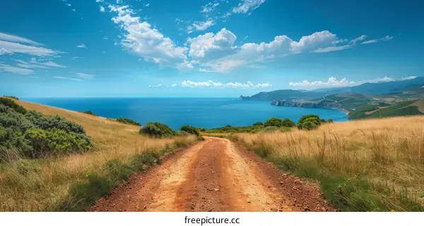 Winding Dirt Road with Stunning Mediterranean Sea Views