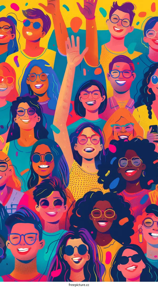 Smiling and Diverse: A Group of People Wearing Glasses