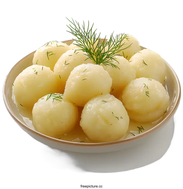 [Transparent Background PNG]Boiled potatoes with dill in a bowl