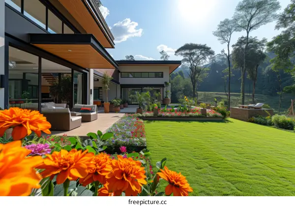 Modern House with Beautiful Garden and Swimming Pool