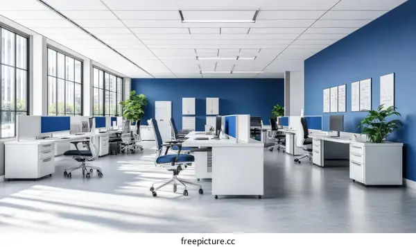 Modern Office Workspace with Multiple Workers