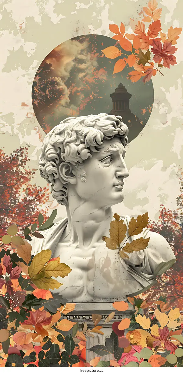 Autumn Leaves and Classical Sculpture Collage