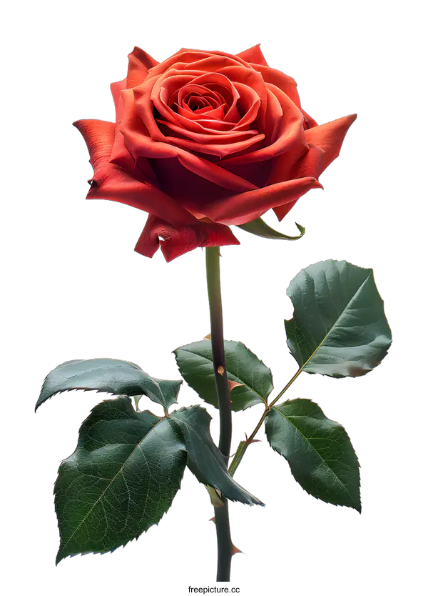 [Transparent Background PNG]single red rose on white background