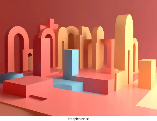 Abstract Geometric Shapes Background With Red Orange And Blue Colors