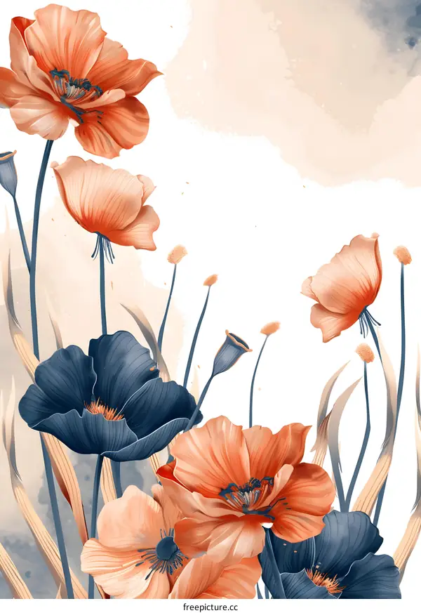 Watercolor Floral Illustration with Beige Background