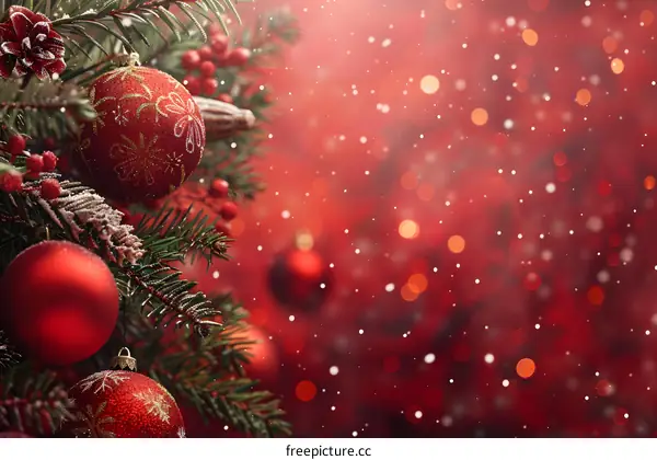 Christmas Tree With Red Ornaments