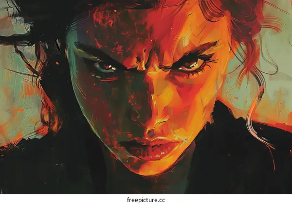 Fiery Gaze of a Woman