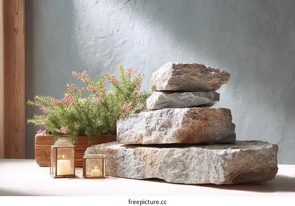 Rustic Arrangement of Stones and Plants