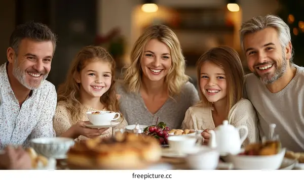 Happy Family Enjoying a Festive Meal