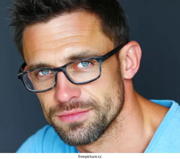 Close-up Portrait of a Man with Glasses