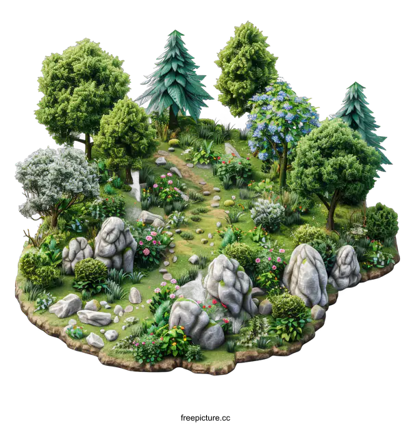 [Transparent Background PNG]Floating Island Paradise Garden