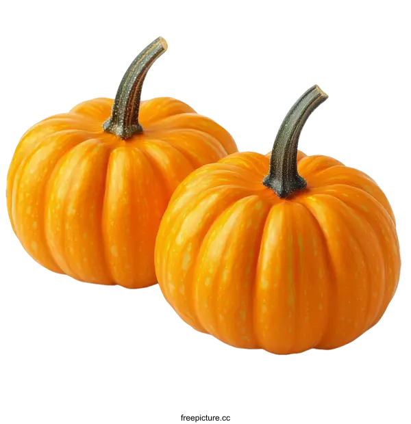 [Transparent Background PNG]Two Small Pumpkins on White Background