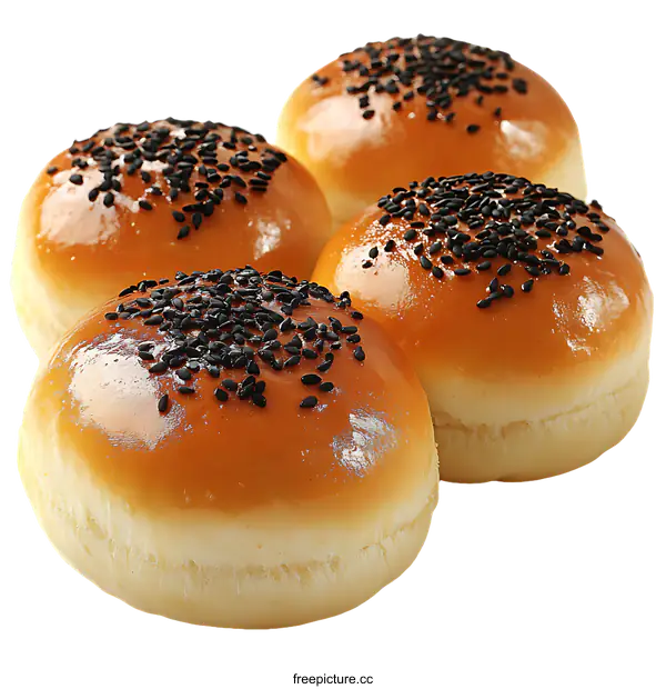 [Transparent Background PNG]Freshly Baked Sesame Buns Close-Up