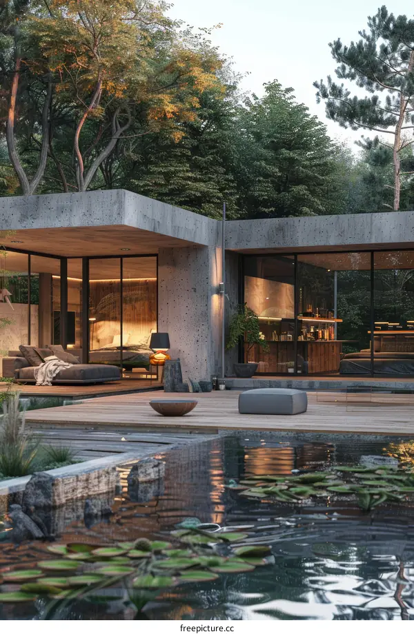 Modern Concrete Home Surrounded by Nature