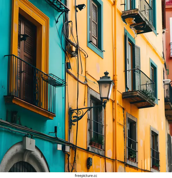 Colorful Buildings with Balconies in Europe