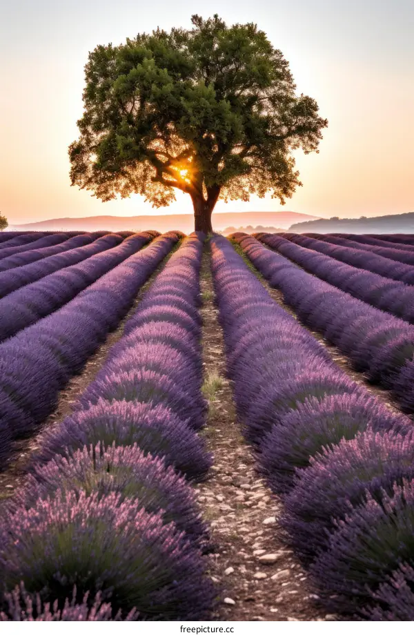Sunset Over Lavender Fields in Provence