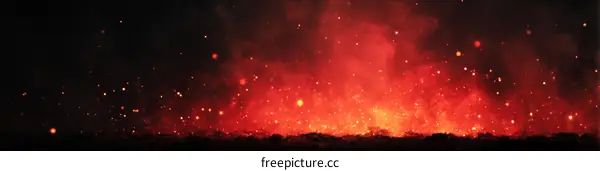 Fiery Explosion of Sparks against a Dark Sky