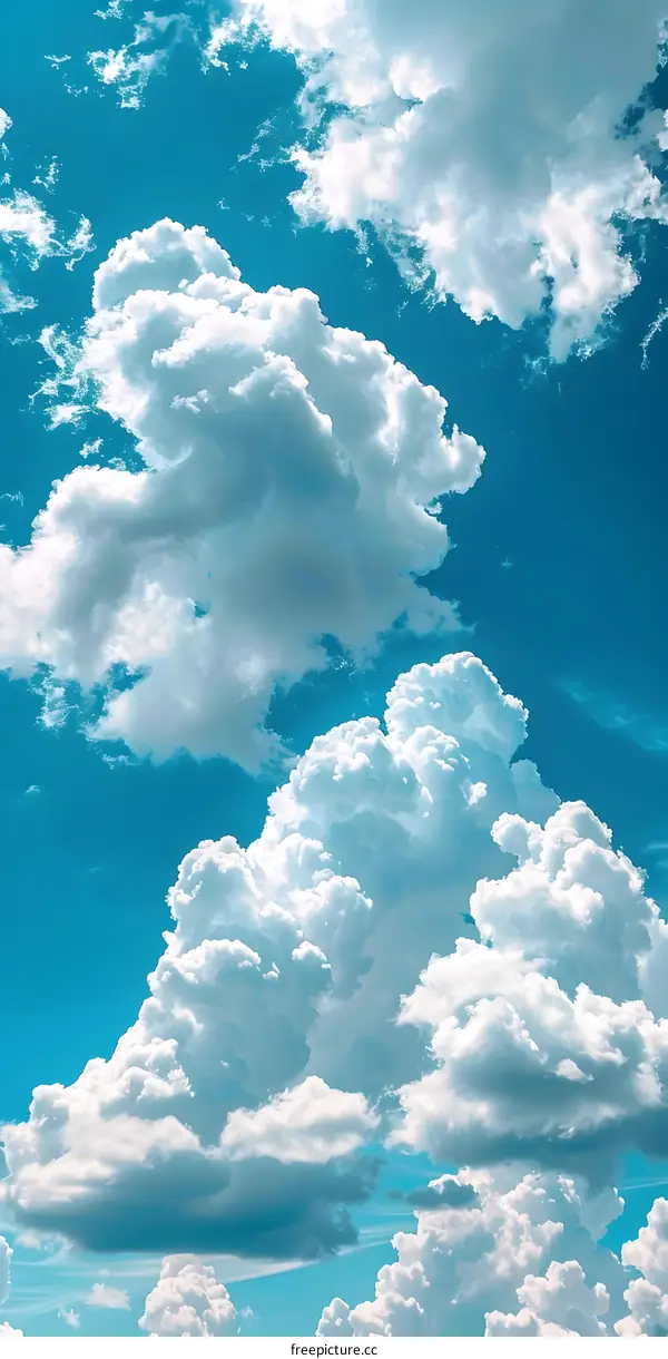 White Fluffy Clouds In A Bright Blue Sky