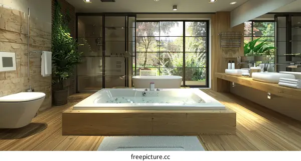 Modern Spa Bathroom Design with Natural Elements