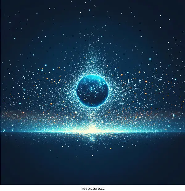 Abstract digital planet in space