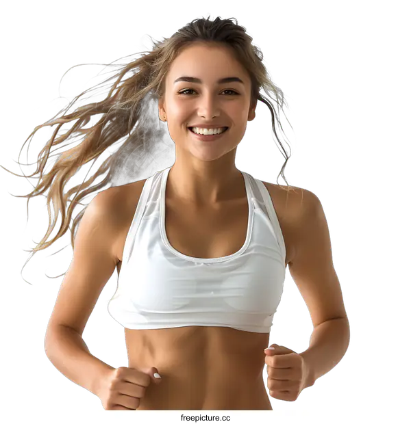 [Transparent Background PNG]Young woman running